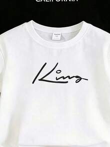 Randomly Sent Tween Boy 3 Sets Spring And Summer Clothes Spring Summer Autumn Boys Casual Fashion Creative Personalized Cool Style Letter Slogan Pattern Print Basic Short T-Shirt Suitable For Spring Summer Autumn Boys Top - Multicolor - View 4