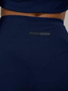 Musera Sport Curved Back Waistband Mid Rise Flared Active Leggings Only Sport Workout Gym Pilates Fitness Daily Casual - Navy Blue - View 5