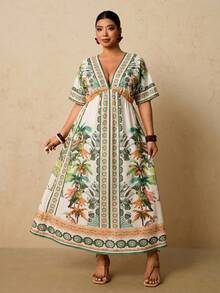 ado floral para mujer de talla grande.Vestidos de verano para mujer, vestidos envolventes, vestidos de resort, vestidos de verano para mujer de talla grande, vestidos de primavera para mujer - Multicolor 2 - Ver 3