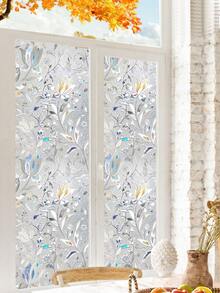 Haus Hana 1 Roll Holographic Silver Floral Window Film, 44.5cm(17.5in) Static Cling Non-Adhesive Privacy Glass Sticker, UV Blocking, With Installation Tools - Laser Tulip - View 6
