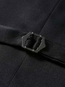 Manfinity Mode 男士商務鈕扣休閒背心，商務辦公、典禮、正式場合 - 黑色 - 查看 5