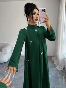 Yasmyna 女款優雅亮片裝飾阿拉伯風長裙 - 墨綠色 - 查看 5