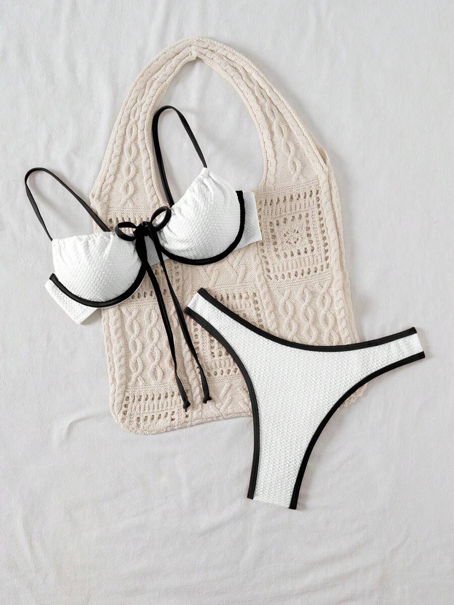Swim Basics Bộ đồ bơi đi biển đi nghỉ mát màu tương phản dành cho nữ - Nhiều màu - Xem 1