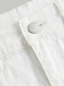 SHEIN MOD 女款鏤空刺繡拼接牛仔裙 - 白色 - 查看 4