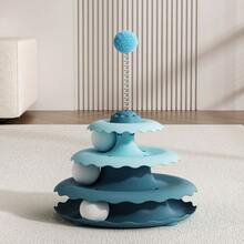 Interactive Cat Track Toy, 3-Tier Rotating Ball Tower, Indoor Cat Enrichment To Relieve Boredom & Anxiety For Adult Cats, Detachable Puzzle Play & Training Tower. - New turntable - View 5