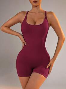 Slayform Bộ đồ tập yoga thể thao dây chéo lưng màu trơn dành cho nữ - Bold Plum - Xem 5