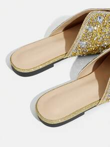 CUCCOO TILAWA Ladies' Fashionable And Elegant Rhinestone Pointed, Women's Flat-Soled Shoes, Suitable For Banquets, Parties, Daily And Other Occasions - Gold - View 6