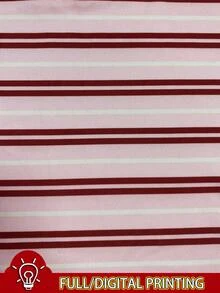 SHEIN Camiseta de manga corta ajustada con botones y rayas, casual de verano para mujer - Multicolor - Ver 4