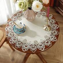 Cirelle 1pc Vintage Lace Round Tablecloth, Elegant Embroidered Hollow Out Table Mat, Polyester Table Cover For Dining Room, Kitchen, Party And Home Decor - Multicolor - View 14