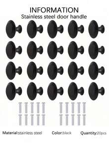 20 Buah Gagang Kabinet Stainless Steel Matte - Mudah Dipasang, Kenop Tarik Pintu Bulat, Cocok untuk Kabinet Dapur dan Kamar Mandi - MultiWarna - View 7