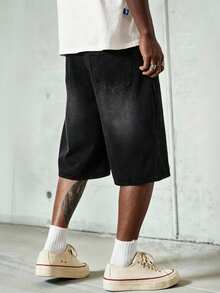 GALLERY FADE New Summer Black And White Washed Denim Shorts With Star Embroidery Holiday Y2k - Black - View 2