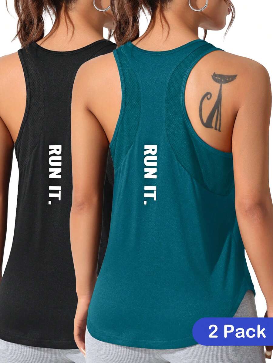 CourtClass CourtClass Camiseta de tirantes deportiva holgada de unicolor para mujer con estampado de letras en la espalda - Multicolor - Ver 1