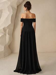 Coutiva Luxurious Black Evening Wear: Beaded One-Shoulder Gown For Galas & Parties - Black - View 2