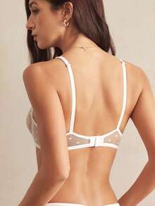 Charlaine Women's Solid Color Lace Heart Pattern Sexy Lingerie Bra Without Padding - White - View 2