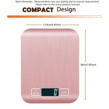 1 Báscula de cocina digital de 10kg, precisión de 1g/0.1oz, de acero inoxidable, apta para hornear y cocinar (baterías no incluidas) - Rosa - Ver 5