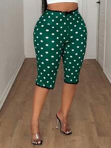 Maweii Plus Size Women's Green Contrast Design Lace Patchwork Fashion Cute Leggings Holiday Summer - Green - View 6