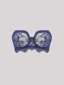 Hourtrue 2 piezas Conjunto de lencería elegante y sexy de encaje para mujer para el verano - azul real - Ver 11