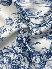 Gownix Backless White And Blue Floral Print Halter Neck Vacation Dress Summer Boho - Blue and White - View 4