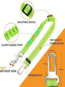 1PC Premium Dog Car Safety Leash With Shock Absorber & Reflective Strips - Adjustable Heavy Duty Pet Seat Belt For All Breeds, Crash-Tested Travel Restraint For Small Medium Large Dogs, Puppy Vehicle Harness, Essential Road Trip Accessories, Safety Vest Alternative For Car Ride, Gift For Dog Owners - Multicolor - View 6