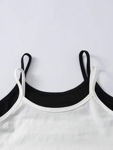 2pcs/Set Girls Regular Basic Minimalist Solid Color Camisole Tank Top Underwear Set - Multicolor - View 8