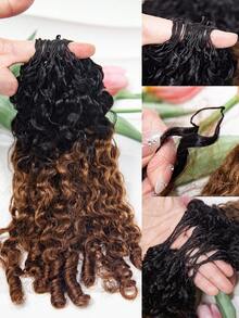 Boho Braids 渐变棕色羽毛钩编假发，缅甸卷发，100%真人发，预先分离，无结，隐形微环接发，钩编真人卷发，适合编发 - SNATURAL/30 - 查看 16