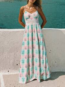 Brillora Women's Floral Print Ruched Dress, Fashionable For Vacation And Dates - Green - View 16