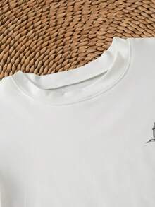 Kleine Jungen Sommer Lässig Cartoon Muster Rundhals Kurzarm T-Shirt und gestreifte Shorts Set - Verschiedenfarbig - Übersicht 4