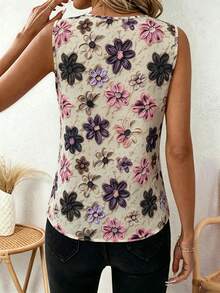 EMERY ROSE Women's V-Neck Sleeveless All-Over Floral Print Casual Tank Top - Multicolor - View 2
