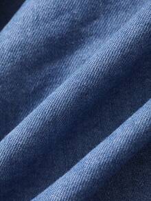 DAZY Blue Washed Distressed Long Sleeve Thin Fit Plus Size Men's Denim Shirt Fall - Blue - View 6