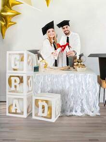 1set 2026 Graduation Decorations Black White Balloon Box Letter Cardboard Hanging Or Standing Display For Preschool To College Graduation Party Supplies Table Centerpiece Photo Prop Banner Arch Ceiling Wall Outdoor Indoor Celebration Theme - Multicolor -black - View 4