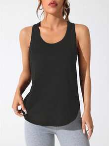 CourtClass CourtClass Camiseta de tirantes deportiva holgada de unicolor para mujer con estampado de letras en la espalda - Multicolor - Ver 3