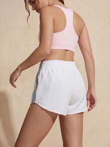 Exploreva Women's Summer Outdoor Sports Minimalist Versatile Color-Block Jogging Shorts - White - View 3