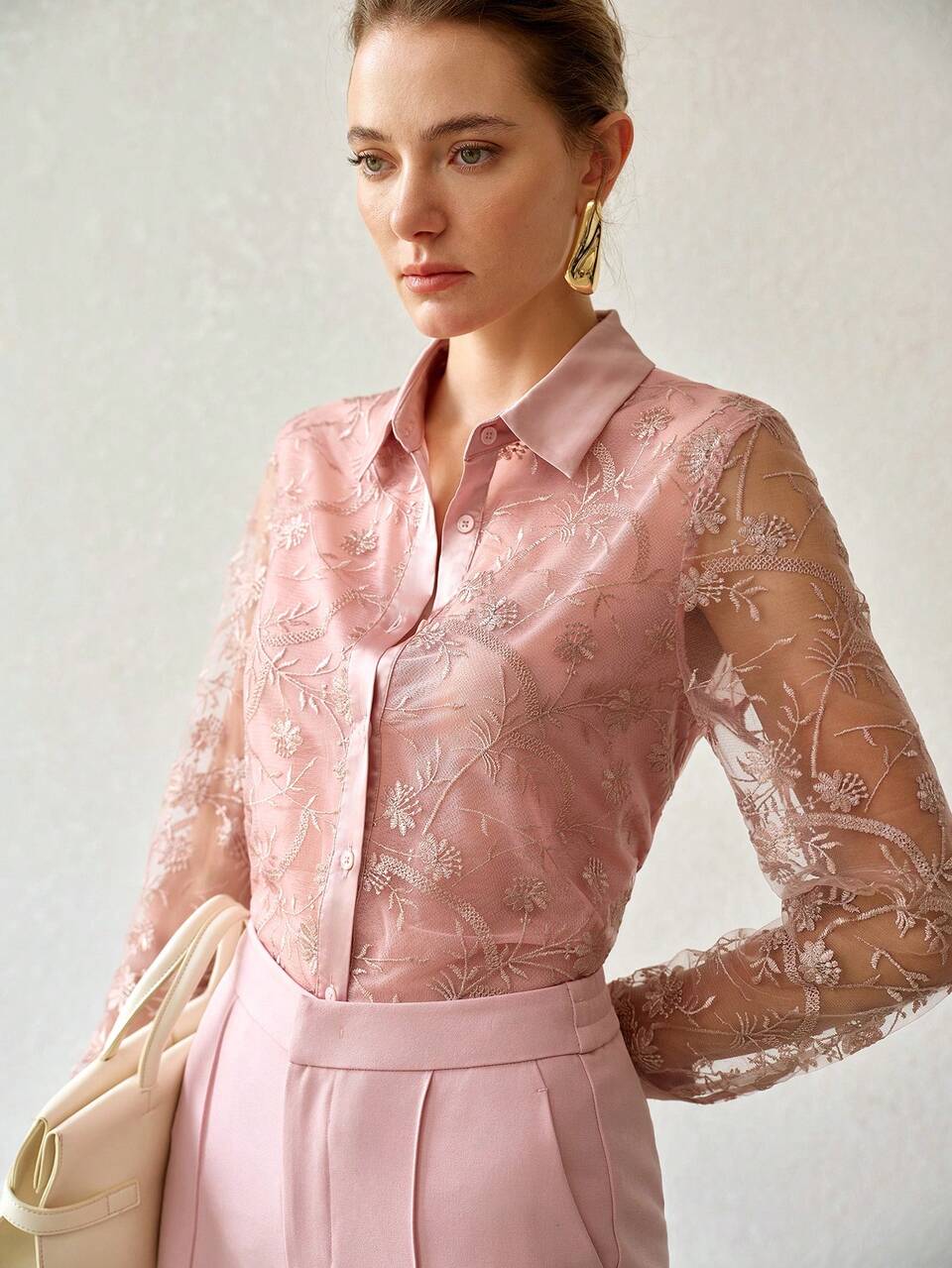 WOMEN'S SPRING/SUMMER FLORAL EMBROIDERED BLOUSE
