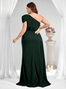 Coutiva Vestido de noche formal de talla grande (muy adornado) - Verde Oscuro - Ver 2