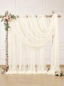 1PC 118 Inch 9.83Ft Elastic Satin Backdrop Curtain Opaque Wrinkle Free Solid Color Wedding Party Engagement Ceremony Stage Photography Background Anniversary Birthday Valentines Halloween Room Decor Champagne Seasonal Decorations Must Haves - milky white - View 9