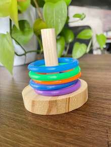 1pc Extra Large Colorful Parrot Training Toy Set Natural Wooden Chewing Ring Interactive Intelligent Cage Accessory For Small Medium Large Bird Must Have Pet Supply - Multicolor - View 7