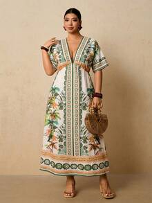 ado floral para mujer de talla grande.Vestidos de verano para mujer, vestidos envolventes, vestidos de resort, vestidos de verano para mujer de talla grande, vestidos de primavera para mujer - Multicolor 2 - Ver 6