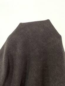 LYSMO Kaos Wanita Musim Panas Warna Polos dengan Kerah Asimetris, Atasan Musim Panas - Coffee Brown - View 7