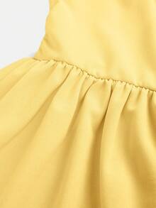SHEIN Girlism Teen Girls Dresses Shoulder Ruffle Bust Ruffle Large A-Line Strappy Dress, Yellow, Elegant - Yellow - View 4