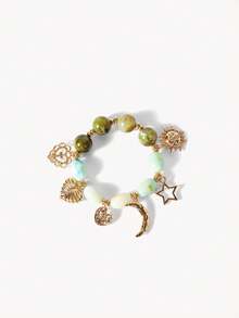 Opalesca Pulseras de acrílico de moda para mujer para usar todos los días, premium/elegante/elegante/uso diario/minimalista, perla/cristal, verano/playa/baile de graduación/fiesta/vacaciones, compromiso/boda/promesa, novia, corazón/floral, Fairycore/Mermaidcore, chapado en oro de 18K - Multicolor - Ver 8