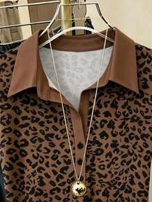 Resyla Women's Summer Casual Fashion Daily Commute Leopard Print Cap Sleeve Polo Shirt - Multicolor - View 5