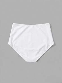Swim Basics 女款夏季海灘素色休閒比基尼泳褲下身 - 白色 - 查看 2