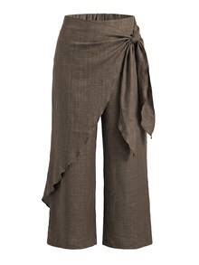 Lacomfia Minimalist Casual Solid Color Asymmetrical Hem Wide Leg Pants Spring Summer Plus Size Fall - Brown - View 4