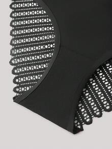 Hourtrue Elegant Sheer Black Fabric Briefs For Women Medium Stretch Plain Design - Black - View 6
