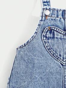 Cozy Pixies Baby Girls Fall Clothes Ruffle Trim Square Neck Bow Front Denim Overall Jumpsuit Without Tee - Light Wash - View 8