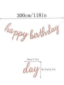 1pc Happy Birthday Christmas Dual Use Banner Flag Glitter Pink Lettering Hanging Party Decor For Holiday Celebration Wall Backdrop Christmas Stocking Fillers Birthday Gift Idea Must Haves - pink - View 6