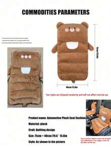 1PC Soft Plush Cartoon Cute Warm Thickening Car Seat Cushion And Lumbar Pillow For Car Interior Winter Use Car Accessories Home Office Chair Pad Gift For Driver - one size fits all - View 6