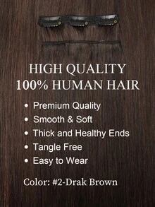7Pcs 120G Clip In Human Hair Extensions 20 Clips Double Weft Invisible Clip Ins 2# Dark Brown 14-22 Inch Premium Real Human Hair Soft Thick Texture Anti-Shedding Great Choice For Thin Hair Salon Styling And Daily Wear For Women & Girls - S2 - View 2