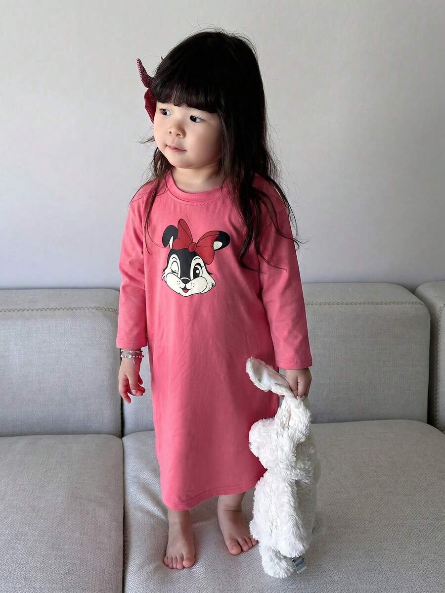 DAZY 嬰幼兒(女童)圓領卡通休閒短袖韓式居家服 - 粉色 - 查看 1