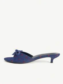 CUCCOO CHICEST 女款舒適休閒高跟涼鞋，適合日常穿著，夏季 - 牛仔愛心印花 - 查看 6